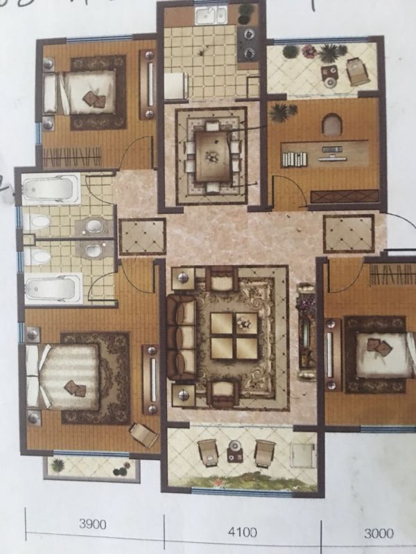 4室2廳2衛(wèi)145m21400元/月