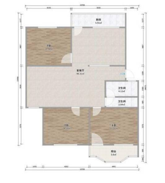 精裝修3室1廳1衛(wèi)108m2