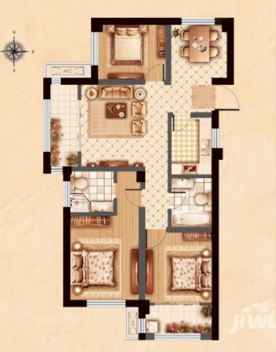 學區(qū)房，精裝修3室2廳2衛(wèi)可改4室，外帶露天大平臺，僅限3天
