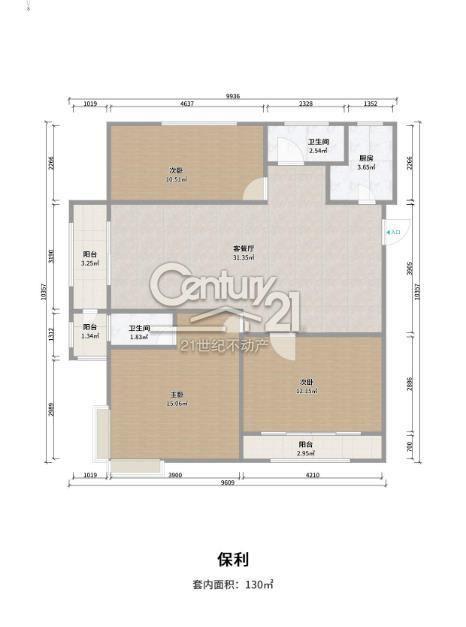 保利海德佳園  毛坯3室2廳2衛(wèi)135m2180萬元